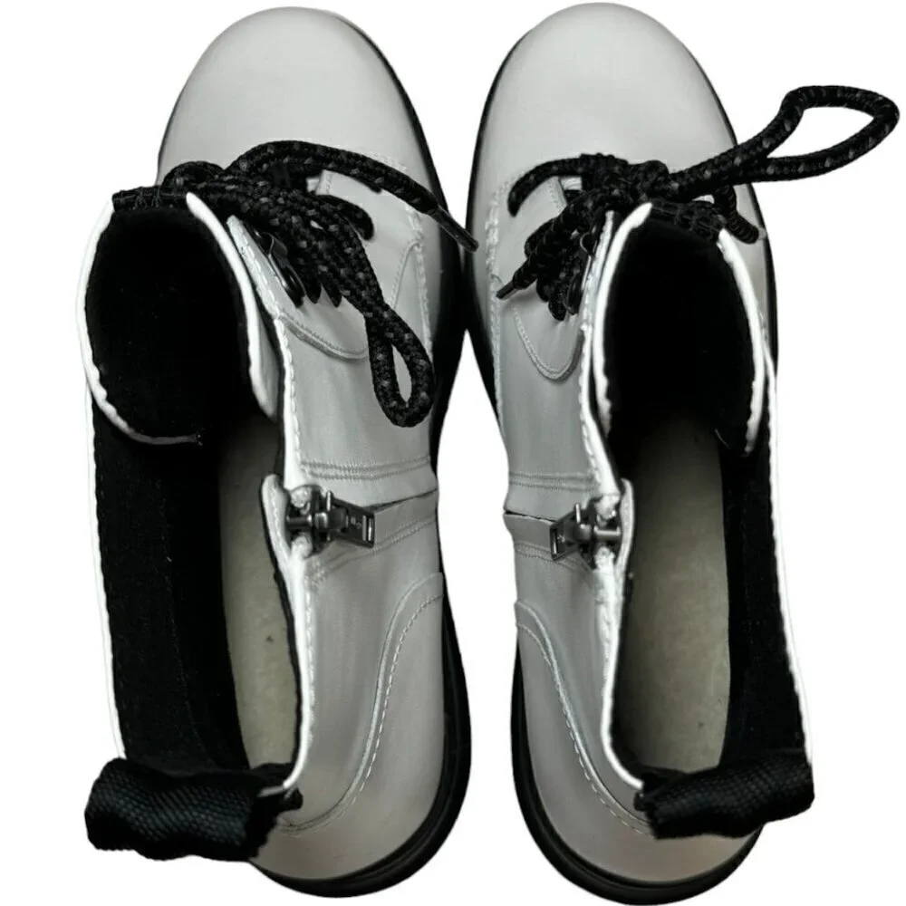 🔥🔥 UGG Sidnee‎ Waterproof White Leather Platform Stacked Boot Size 8 New